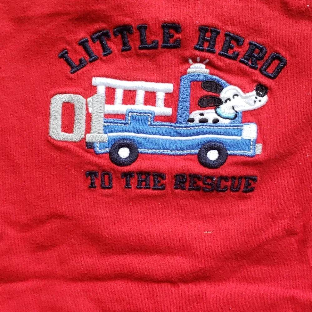 Carter's Little Hero Romper Red Gray 9 months
